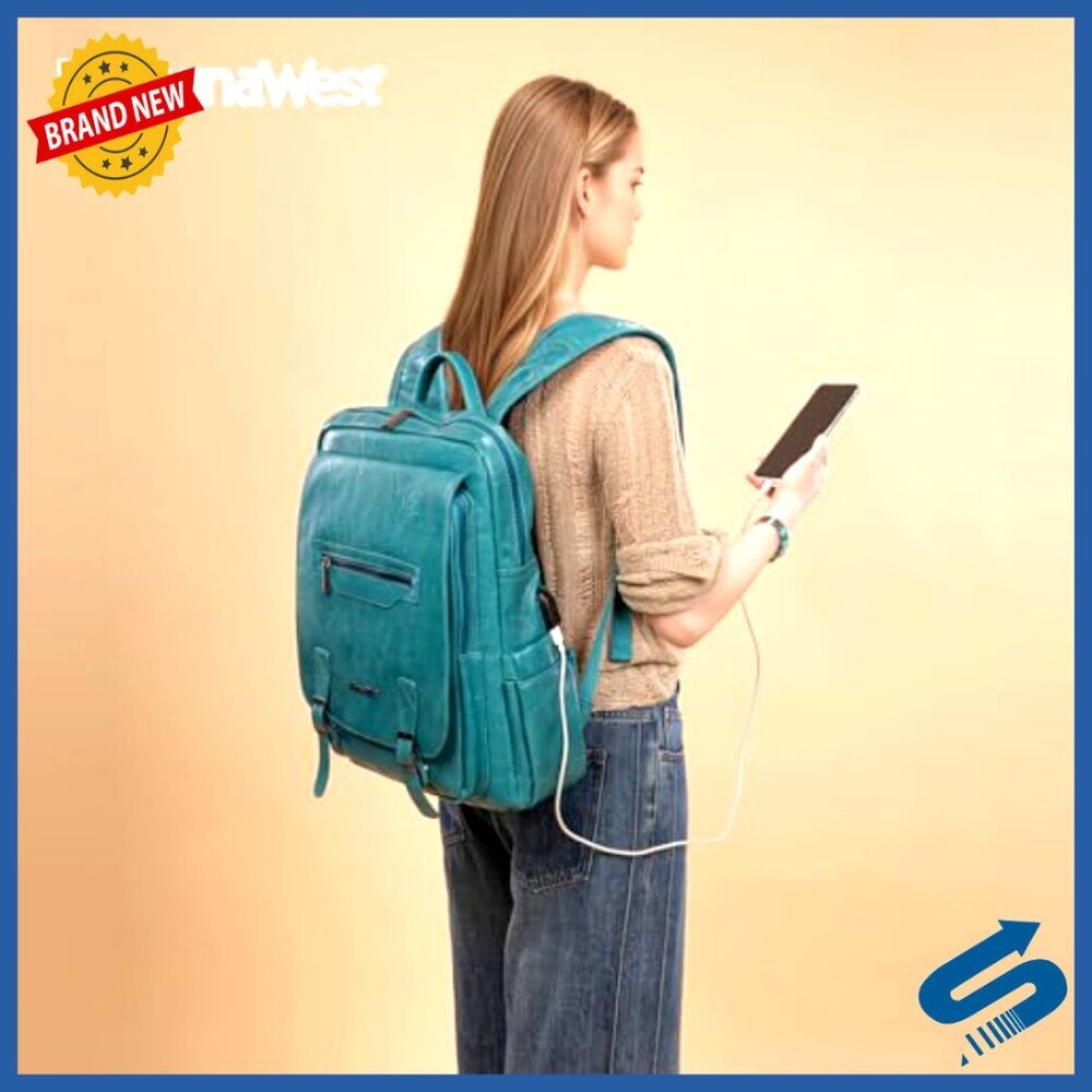 Vintage Style Laptop Backpack with USB Port Travel Daypack Work Purse - Picture 2 of 7